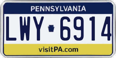 PA license plate LWY6914