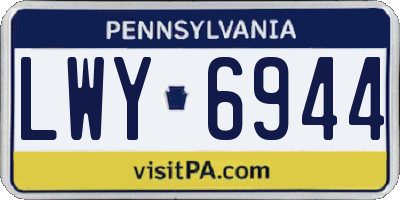 PA license plate LWY6944