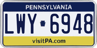 PA license plate LWY6948