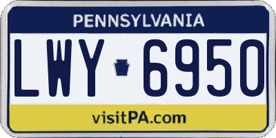 PA license plate LWY6950