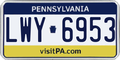 PA license plate LWY6953