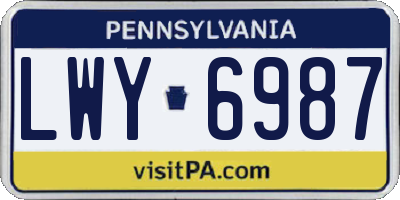 PA license plate LWY6987