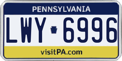 PA license plate LWY6996