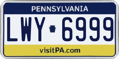 PA license plate LWY6999
