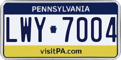 PA license plate LWY7004