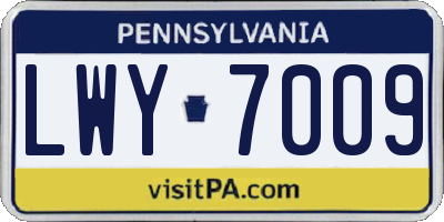PA license plate LWY7009
