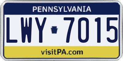 PA license plate LWY7015