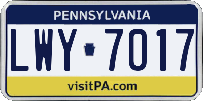 PA license plate LWY7017