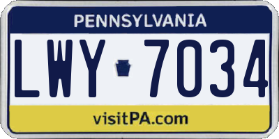 PA license plate LWY7034