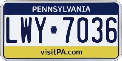 PA license plate LWY7036