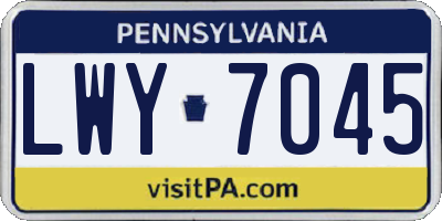 PA license plate LWY7045