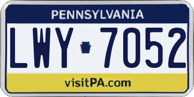 PA license plate LWY7052