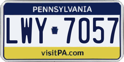 PA license plate LWY7057