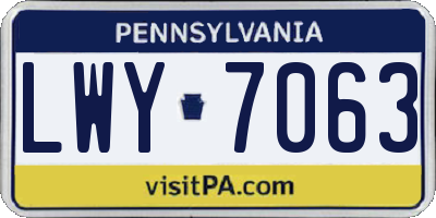 PA license plate LWY7063