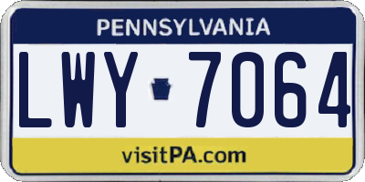 PA license plate LWY7064
