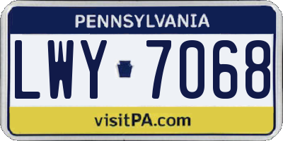 PA license plate LWY7068