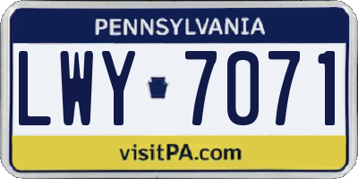 PA license plate LWY7071