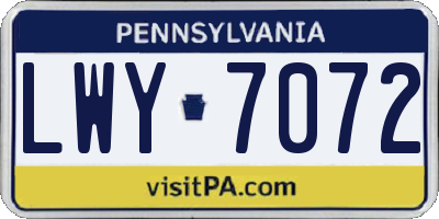 PA license plate LWY7072