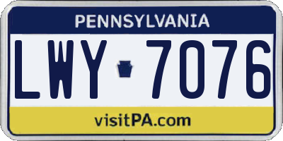 PA license plate LWY7076