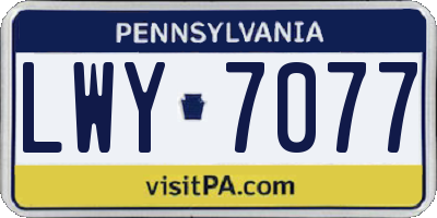 PA license plate LWY7077