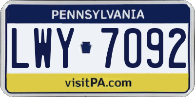 PA license plate LWY7092