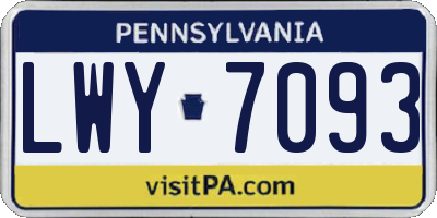 PA license plate LWY7093