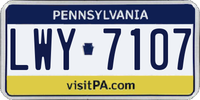 PA license plate LWY7107