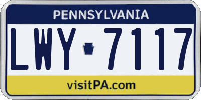PA license plate LWY7117