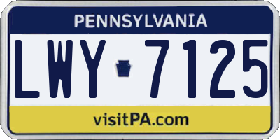 PA license plate LWY7125