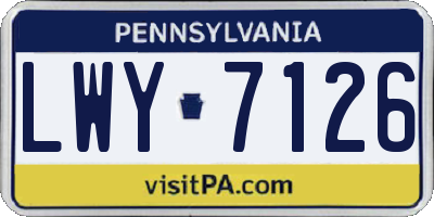 PA license plate LWY7126