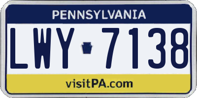 PA license plate LWY7138