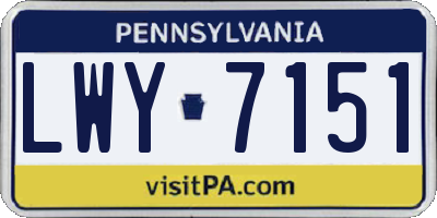 PA license plate LWY7151