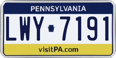 PA license plate LWY7191