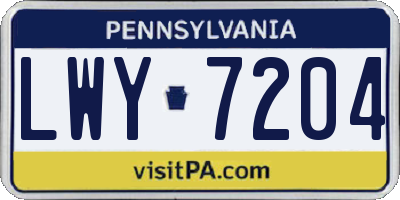 PA license plate LWY7204
