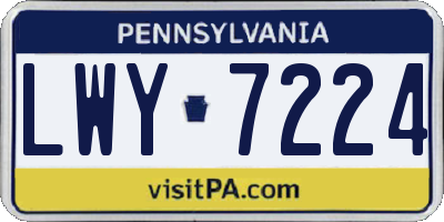 PA license plate LWY7224