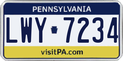 PA license plate LWY7234