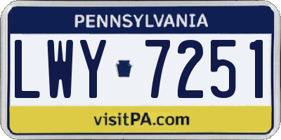 PA license plate LWY7251