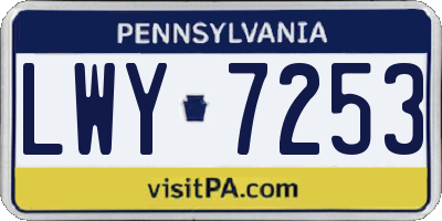 PA license plate LWY7253