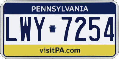 PA license plate LWY7254
