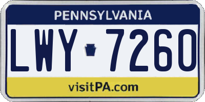 PA license plate LWY7260