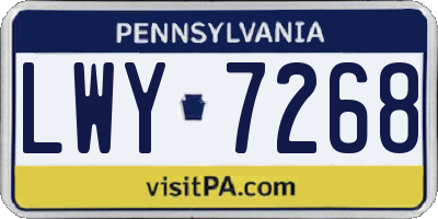 PA license plate LWY7268