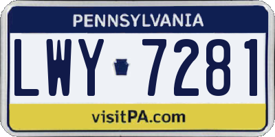 PA license plate LWY7281