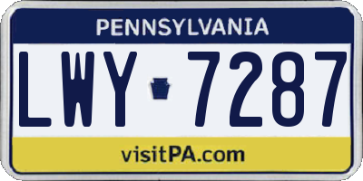 PA license plate LWY7287