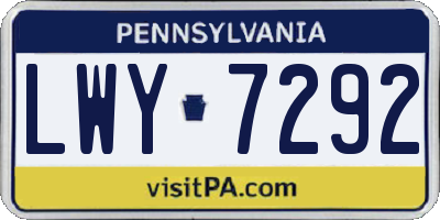 PA license plate LWY7292