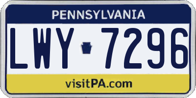 PA license plate LWY7296