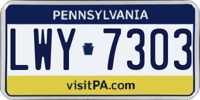 PA license plate LWY7303