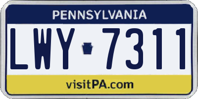 PA license plate LWY7311