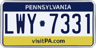 PA license plate LWY7331