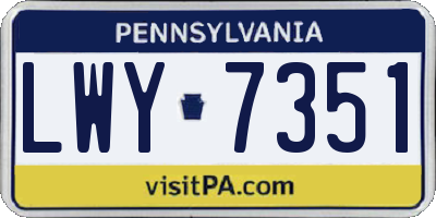 PA license plate LWY7351
