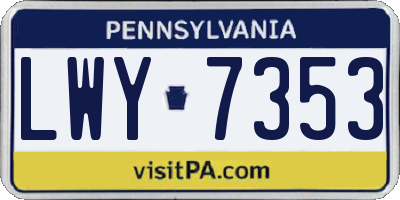 PA license plate LWY7353